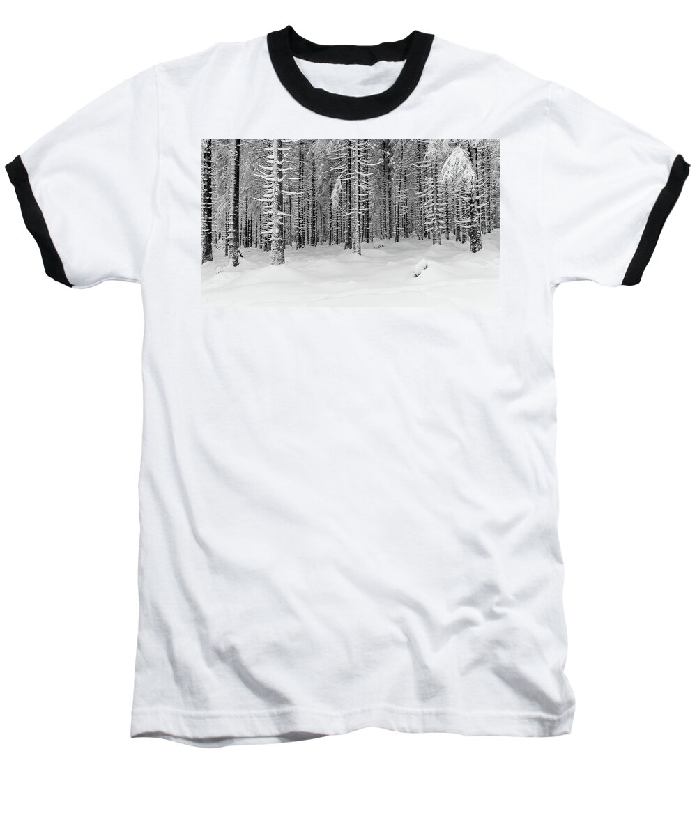 Photography Baseball T-Shirt featuring the photograph winter forest, Harz by Andreas Levi