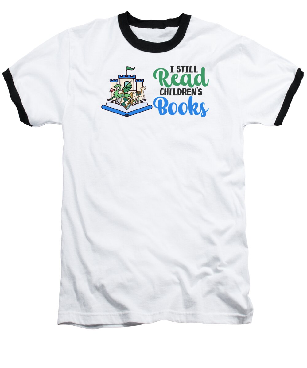 Book Lover Baseball T-Shirt featuring the digital art Book Lover Fantasy Adventures Reading Hobby #1 by Toms Tee Store