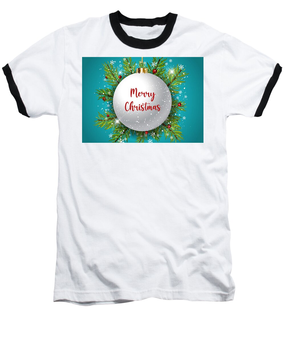 Christmas Baseball T-Shirt featuring the digital art Merry Christmas With Magical Decoration by Johanna Hurmerinta
