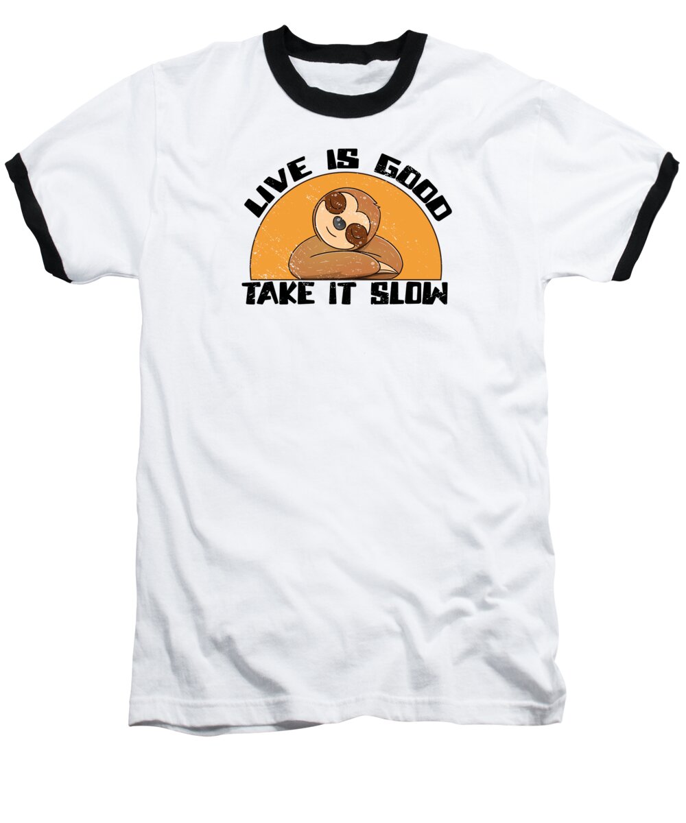 Sloth Baseball T-Shirt featuring the digital art Cute Sloth Lazy Office Worker Working Sloth Statement Chill #16 by Toms Tee Store