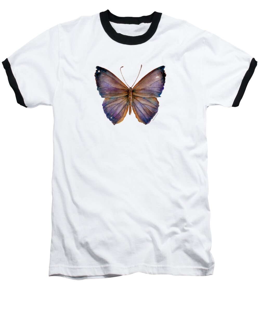 Purple Baseball T-Shirt featuring the painting 18 Purple Pandemos Butterfly by Amy Kirkpatrick