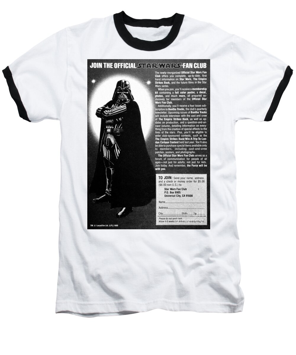 Star Wars Baseball T-Shirt featuring the photograph 1980 Star Wars Fan Cub ad by David Lee Thompson