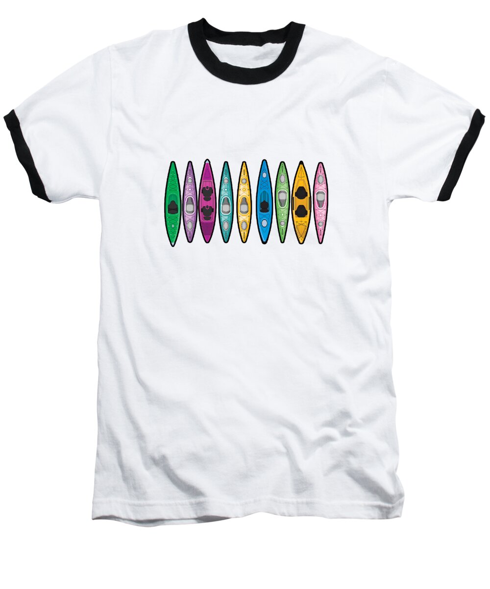 Kayaking Baseball T-Shirt featuring the digital art Kayaking Colorful Paddle Sport Pattern Art #4 by Toms Tee Store