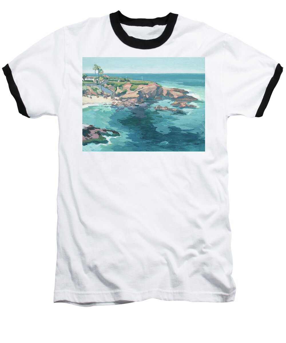 La Jolla Cove Baseball T-Shirt featuring the painting La Jolla Cove - San Diego, California #3 by Paul Strahm