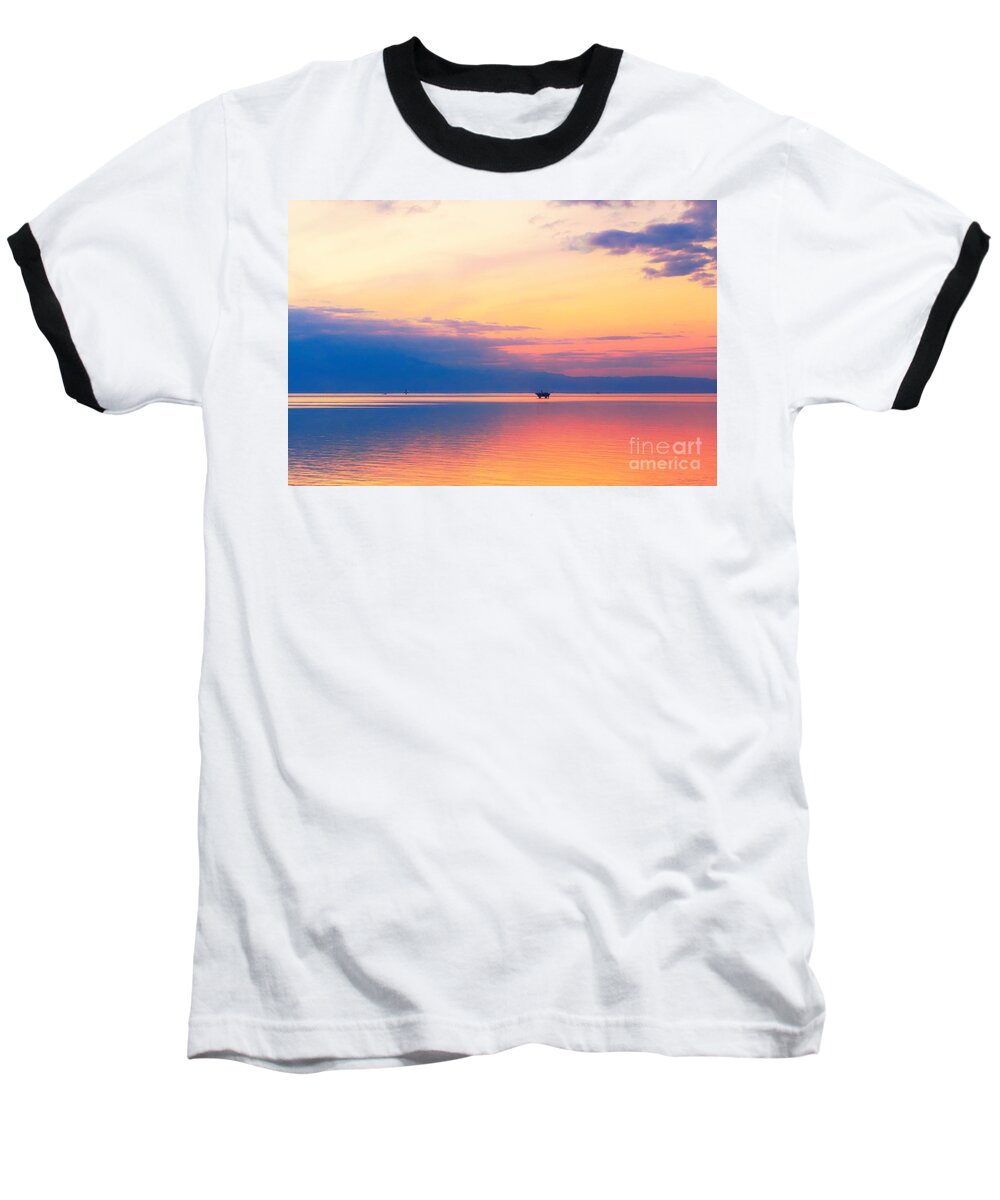 Alaska Baseball T-Shirt featuring the photograph Alaskan Oil Rigs in Sunset by Sal Ahmed