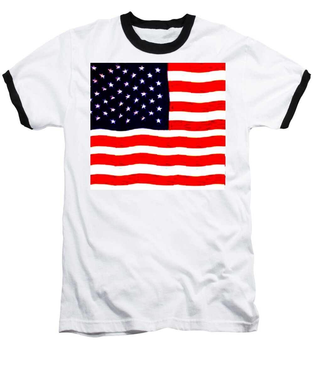 Flag Baseball T-Shirt featuring the digital art American Flag by Karen Zuk Rosenblatt