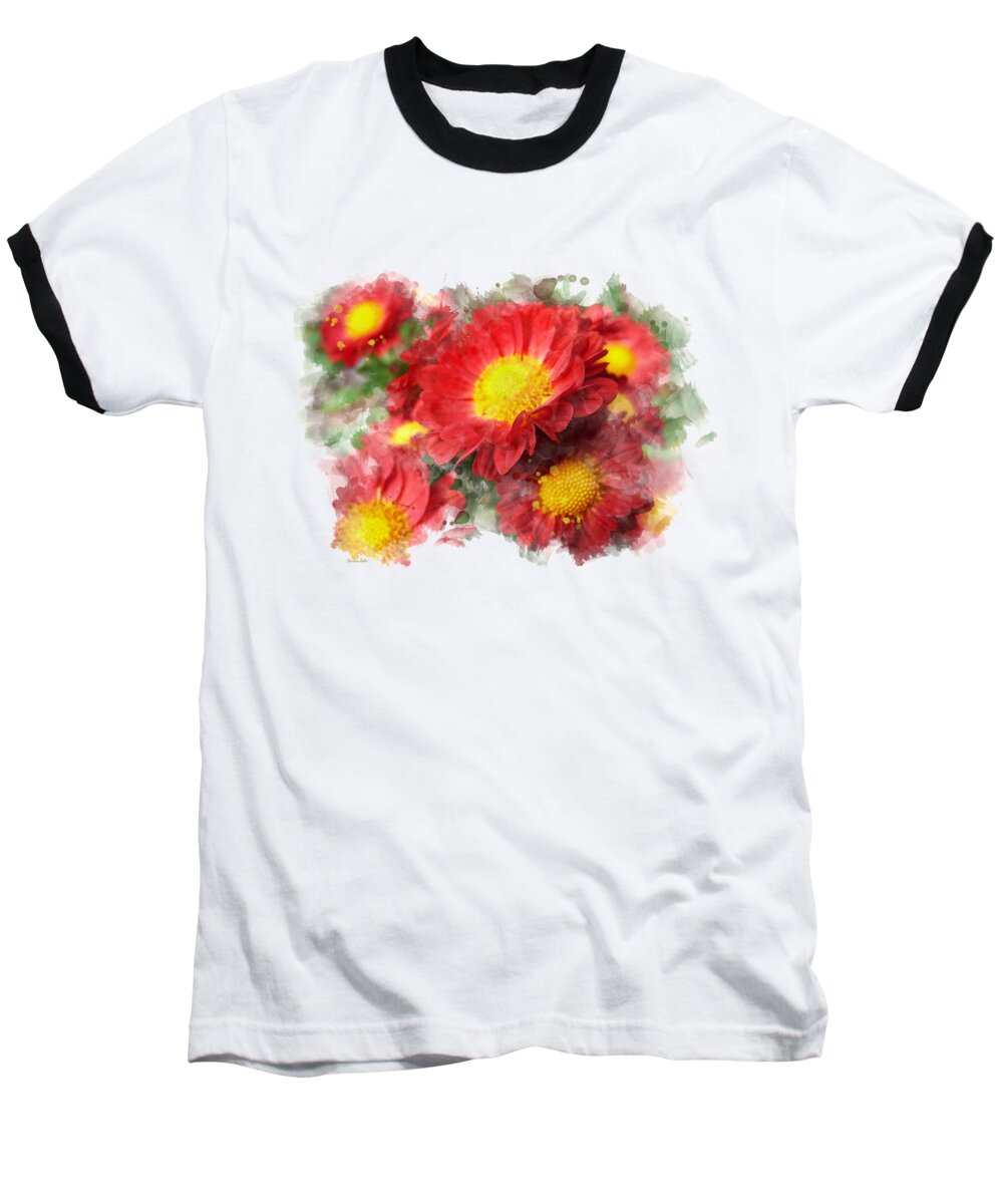 Flower Baseball T-Shirt featuring the mixed media Chrysanthemum Watercolor Art by Christina Rollo