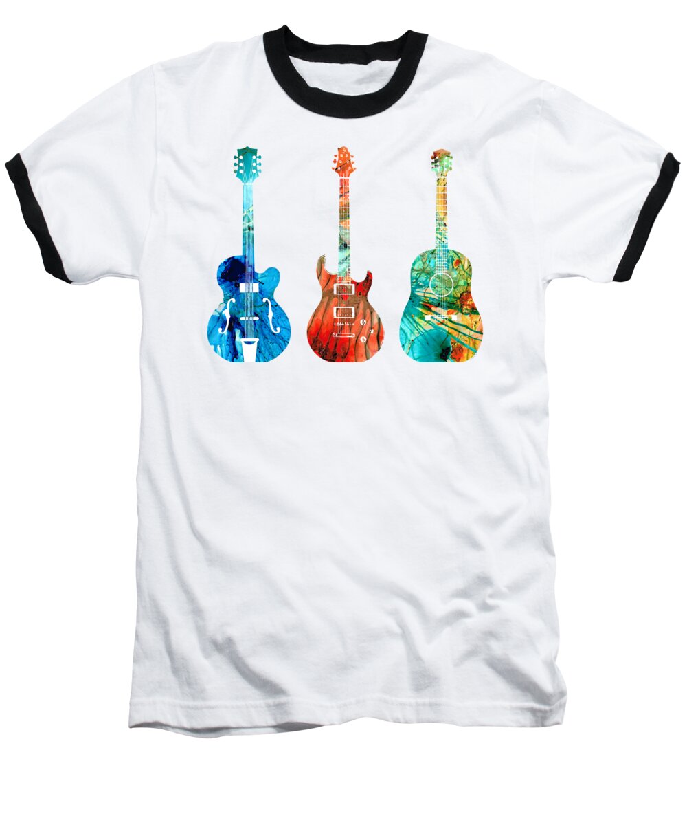 Guitar Baseball T-Shirt featuring the painting Abstract Guitars by Sharon Cummings by Sharon Cummings