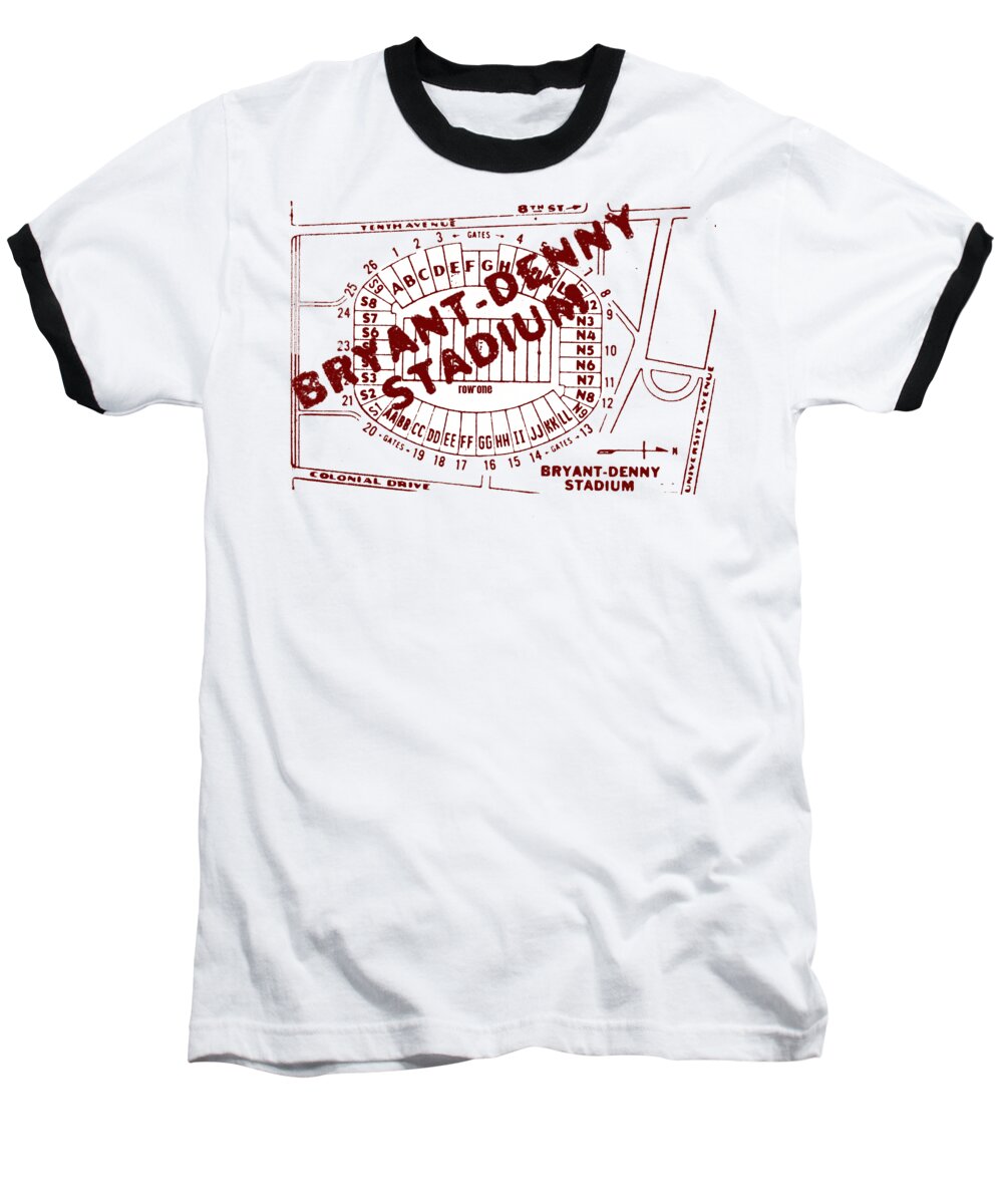 Alabama Baseball T-Shirt featuring the mixed media 1981 Bryant-Denny Stadium Map by Row One Brand