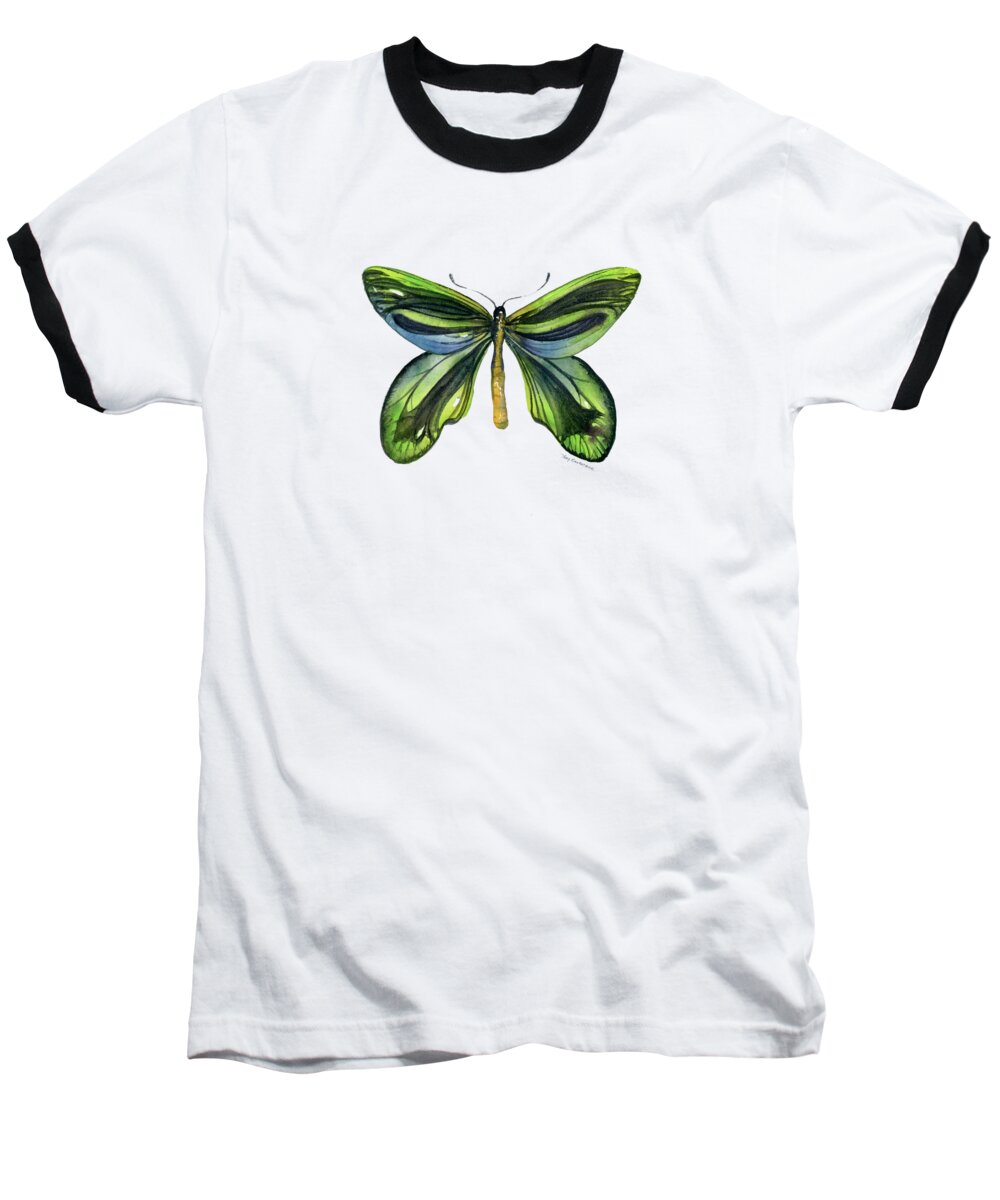 Queen Alexandra Butterfly Baseball T-Shirt featuring the painting 6 Queen Alexandra Butterfly by Amy Kirkpatrick