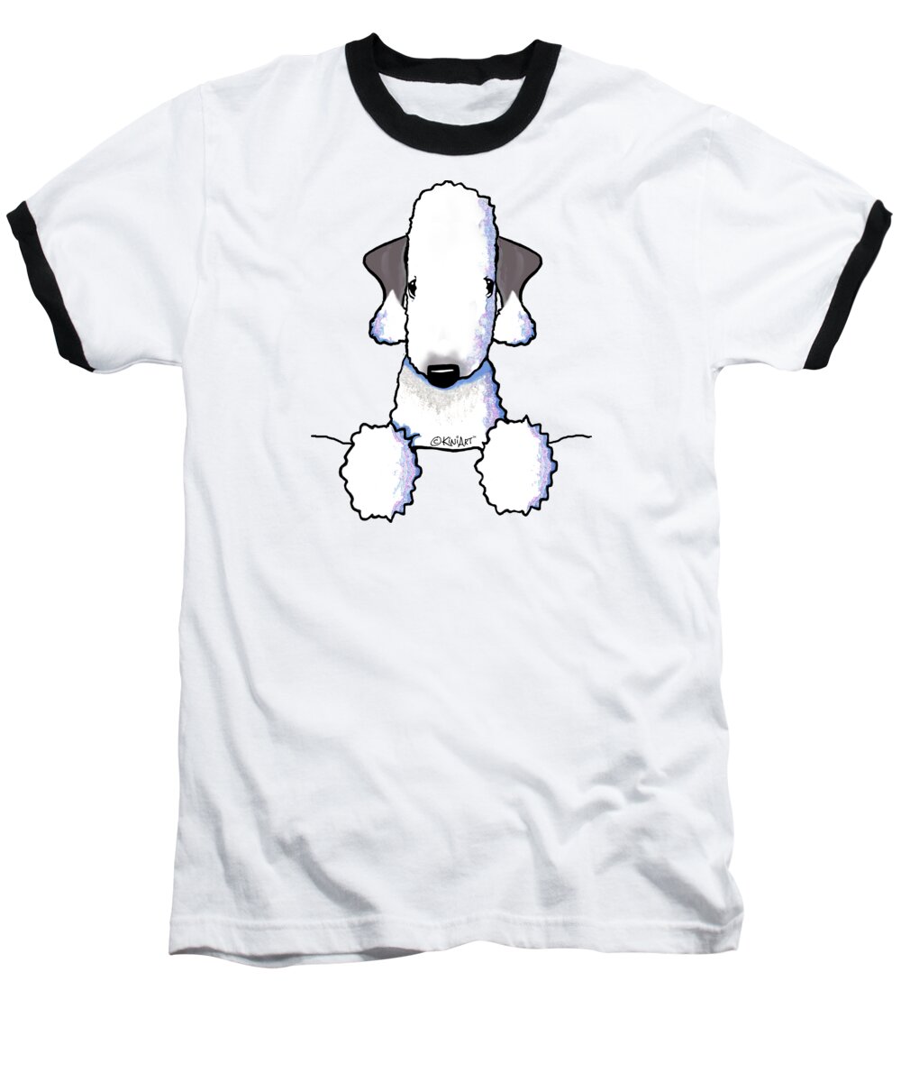  Bedlington Baseball T-Shirt featuring the drawing Bedlington Terrier by Kim Niles aka KiniArt
