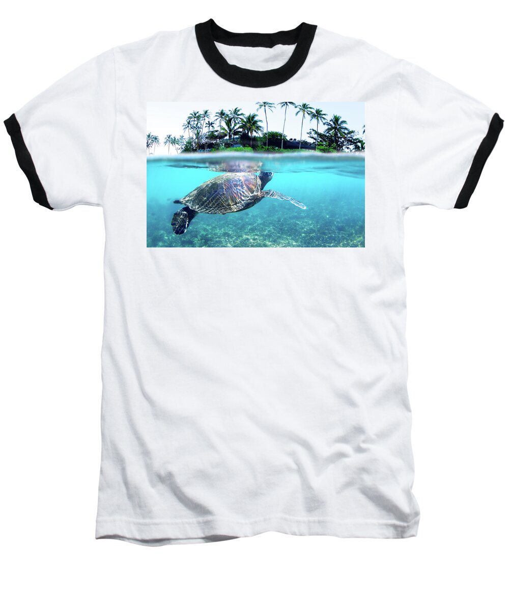  Sea Baseball T-Shirt featuring the photograph Beneath The Palms by Sean Davey