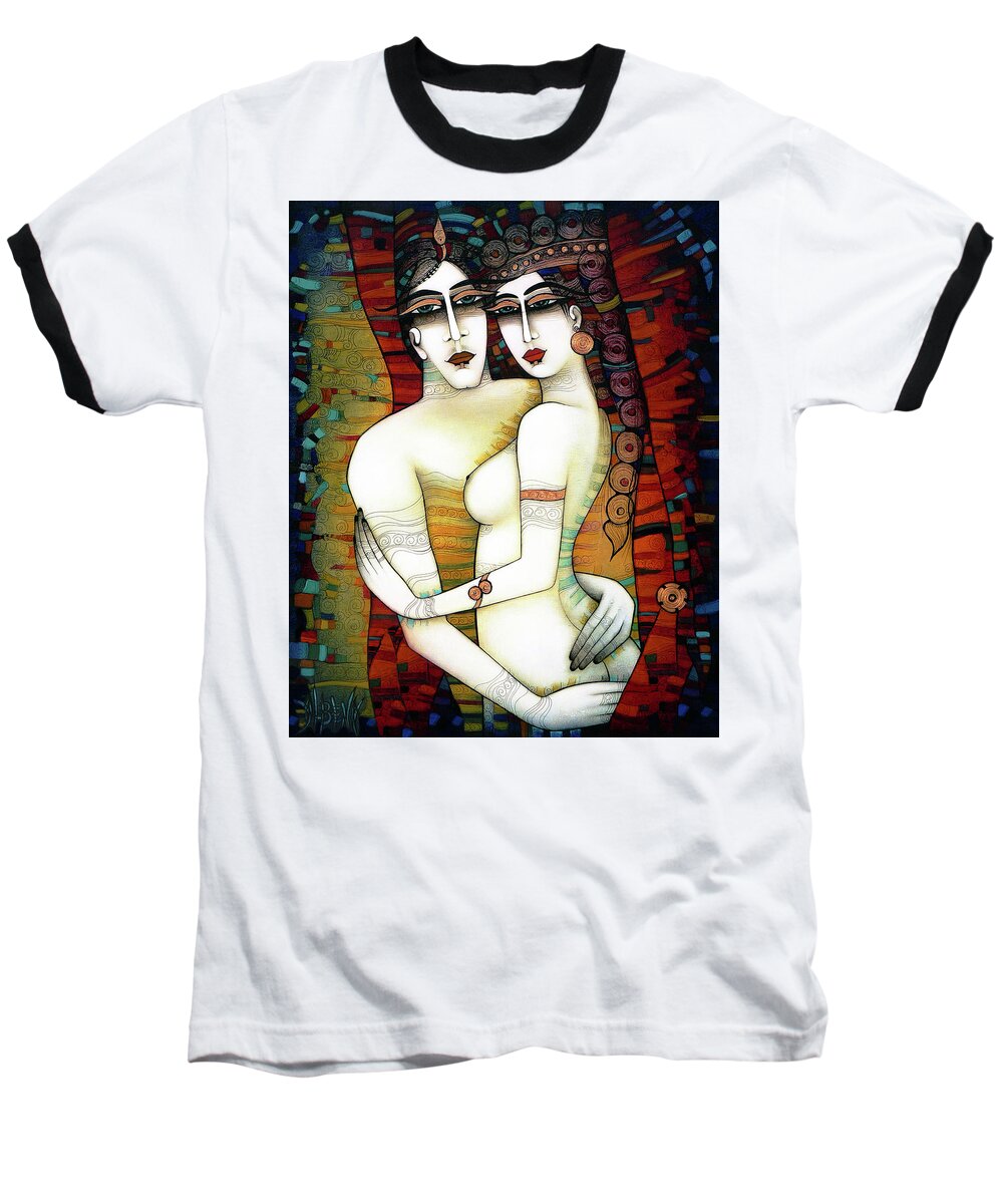 Albena Baseball T-Shirt featuring the painting Big big love by Albena Vatcheva