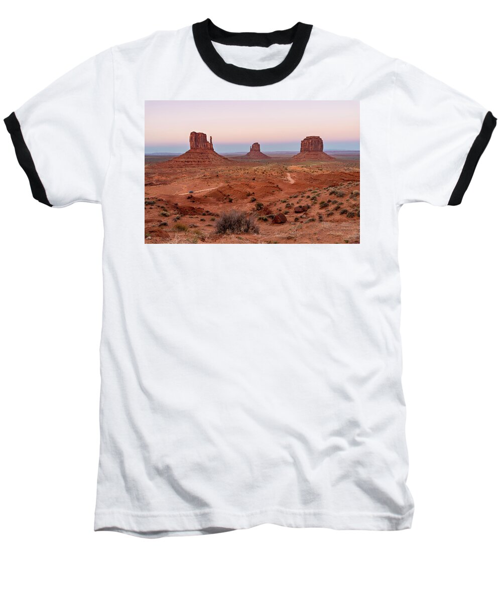 Monument Valley Baseball T-Shirt featuring the photograph Calm Descends on Monument Valley by Margaret Pitcher