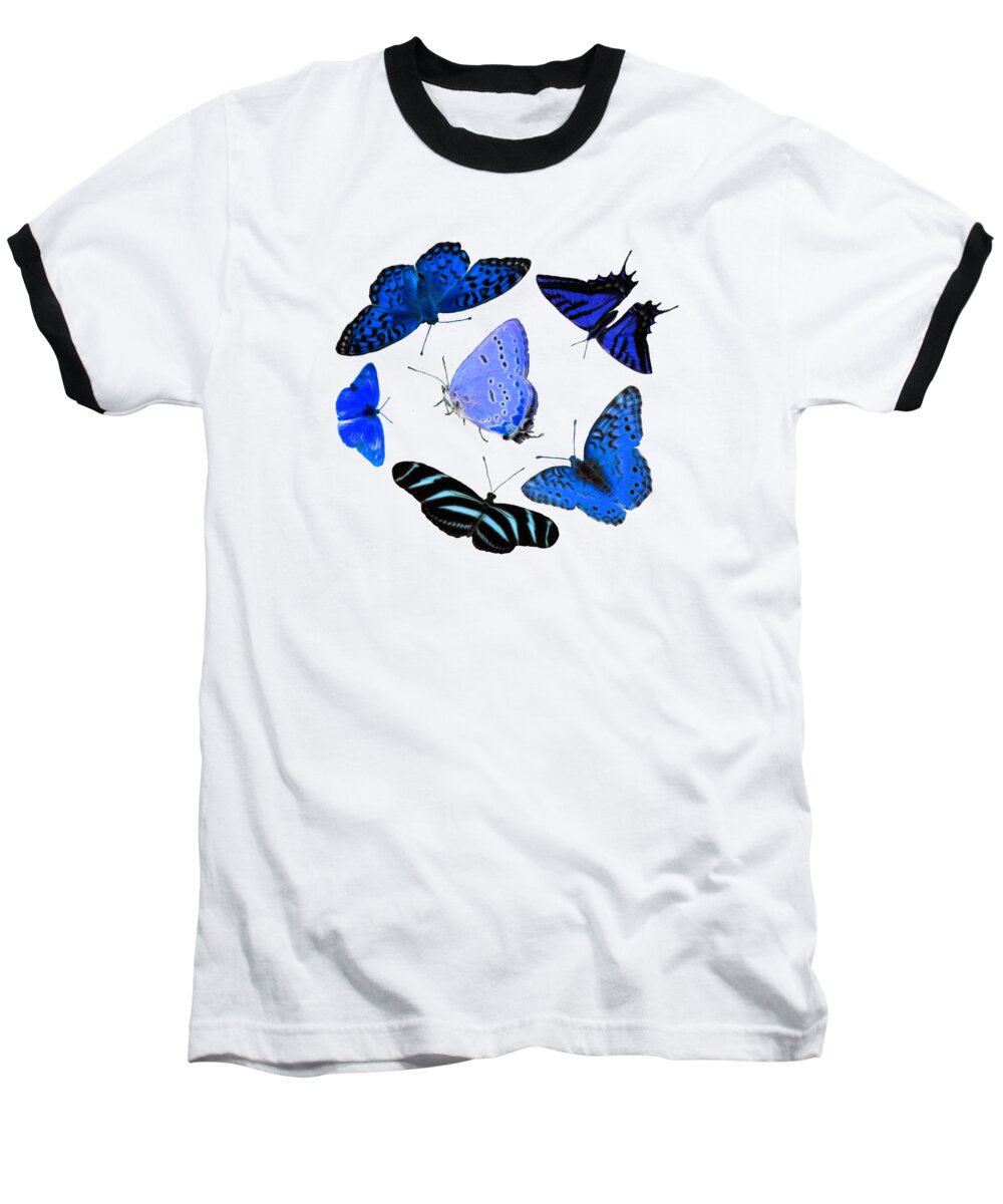 Blue Baseball T-Shirt featuring the photograph Circle Of Blue Butterflies - Fractalius by Shane Bechler