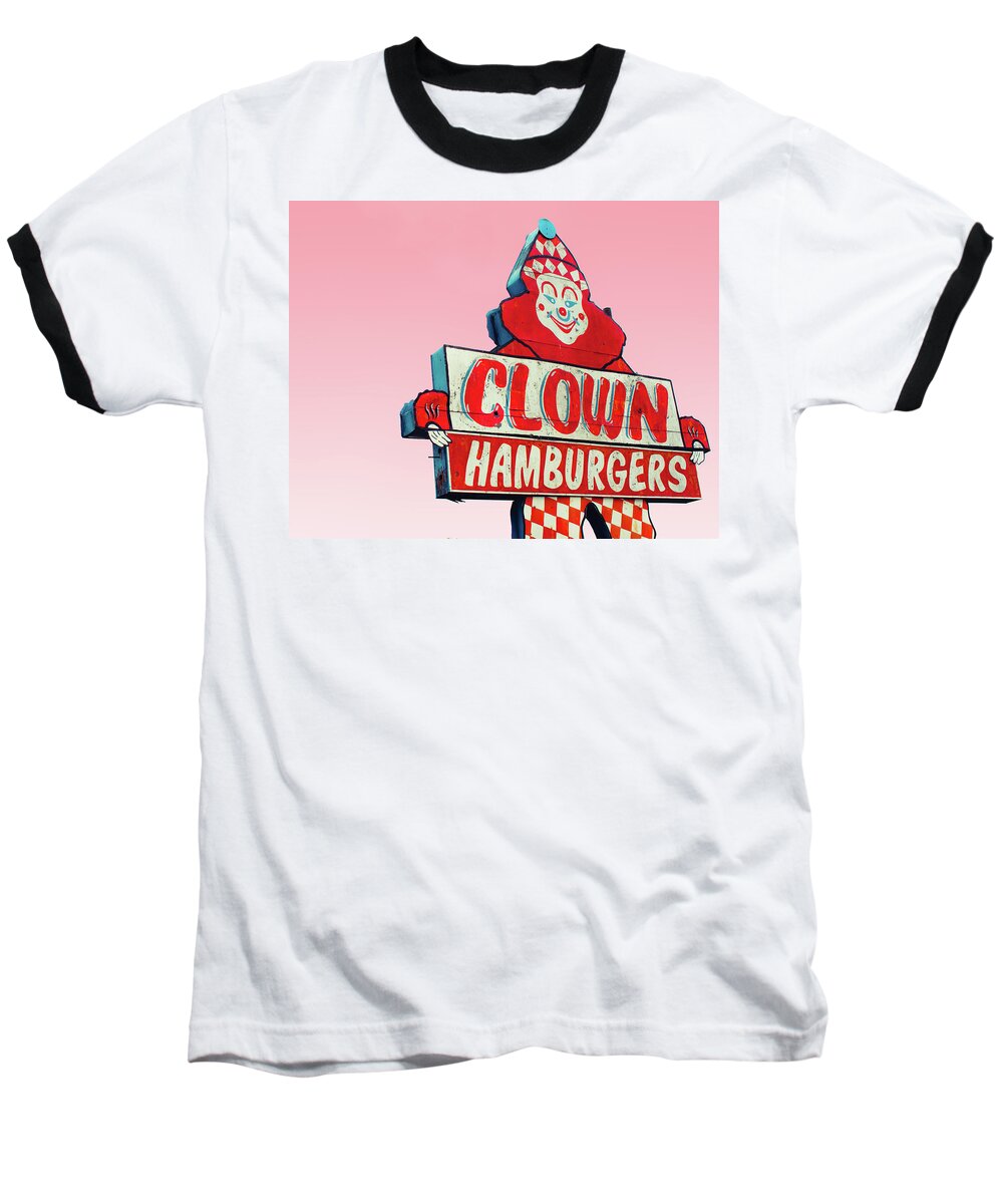 Clown Baseball T-Shirt featuring the photograph Clown Burger by Sonja Quintero