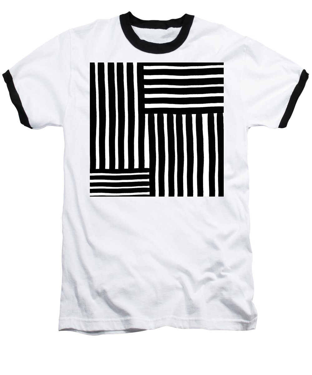 Modern Baseball T-Shirt featuring the digital art Connecting Stripes- Art by Linda Woods by Linda Woods