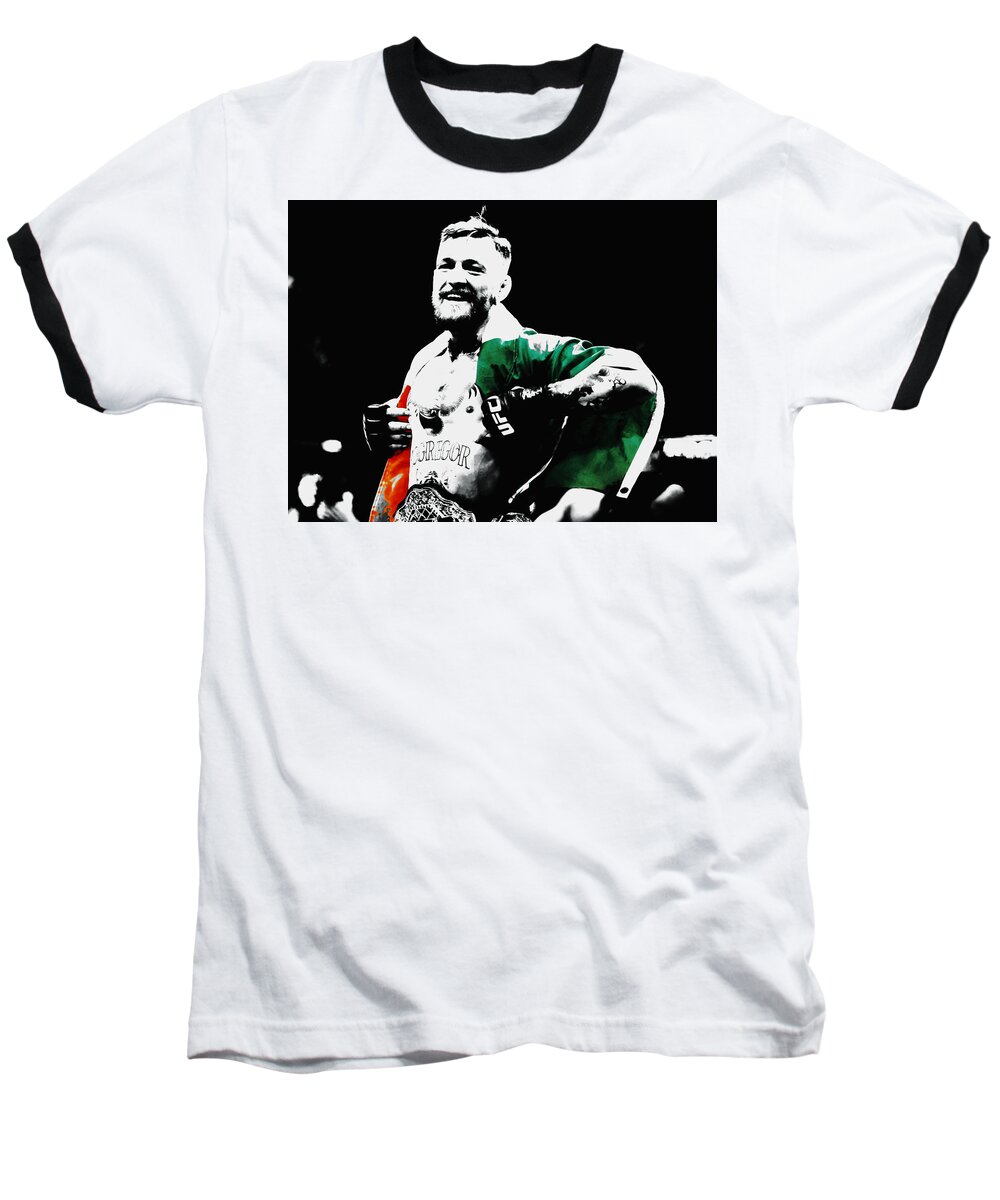Conor Mcgregor Baseball T-Shirt featuring the mixed media Conor McGregor 7m by Brian Reaves
