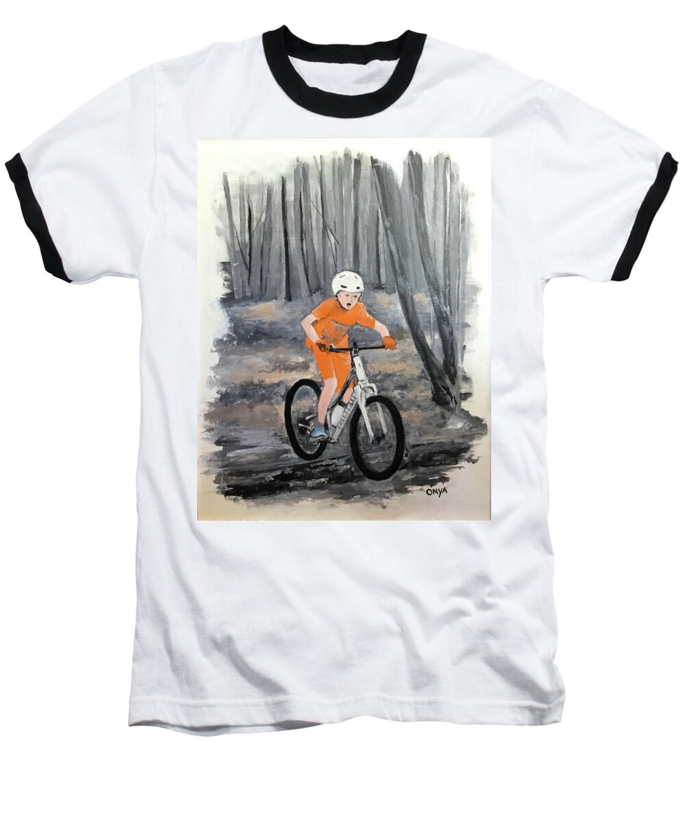 Boy Baseball T-Shirt featuring the painting Dirt bike by Ellen Canfield