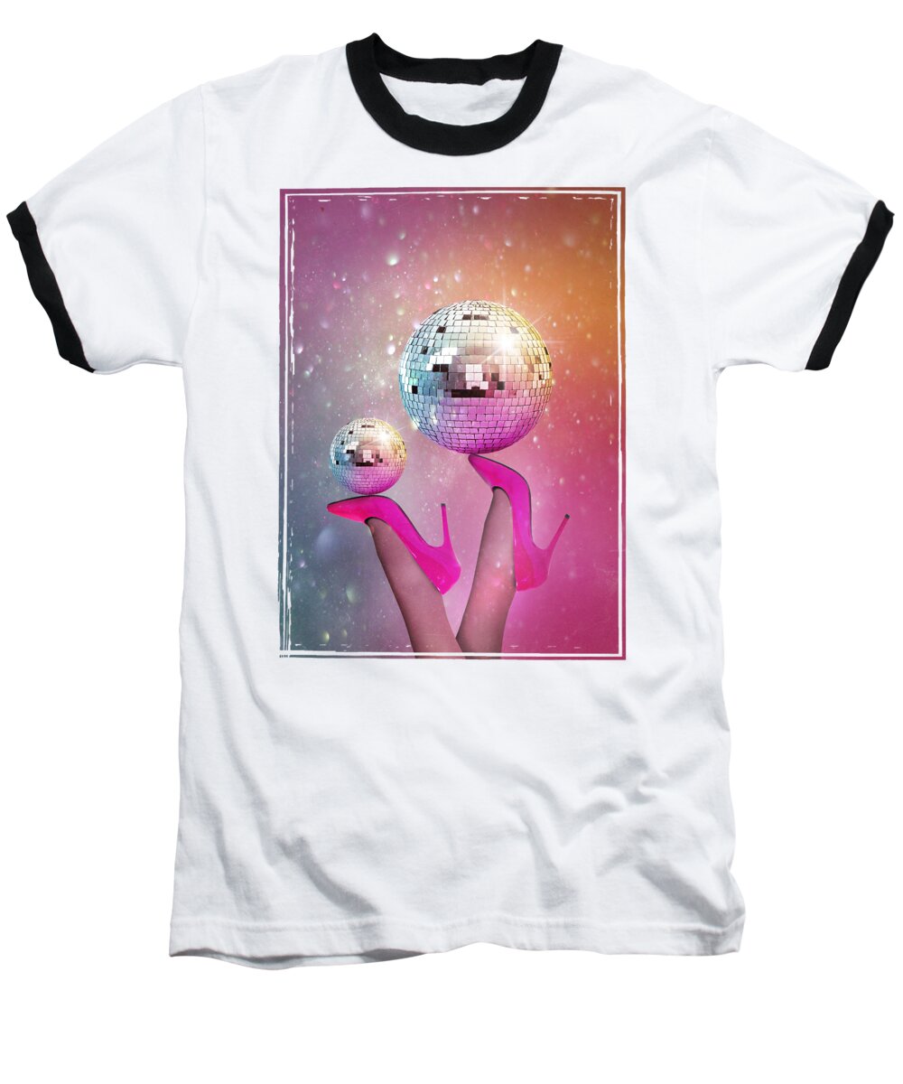 Disco Ball Baseball T-Shirt featuring the photograph Disco Ball In Pink Sexy Party by Mark Ashkenazi