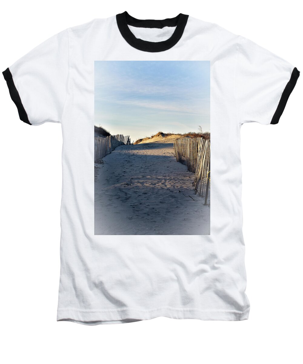 Dunes Baseball T-Shirt featuring the photograph Dunes, Sand, and Beach Fences by Nancy De Flon