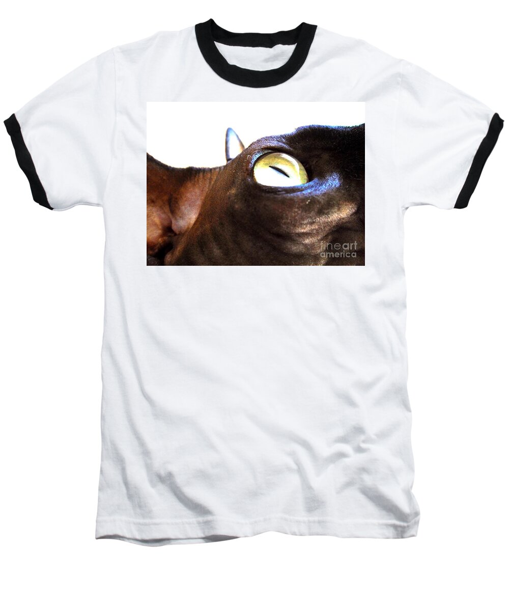 Cat Baseball T-Shirt featuring the digital art Eye of the Cat by John Lyes