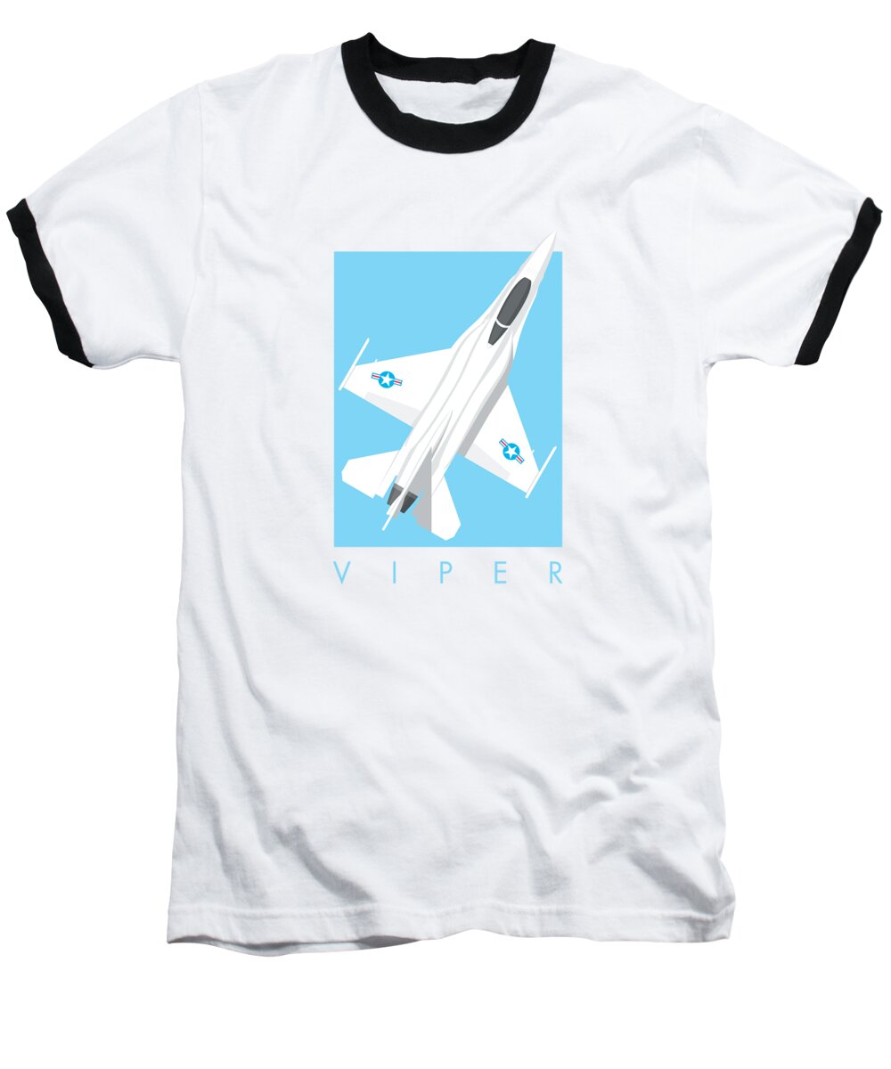 Fighter Baseball T-Shirt featuring the digital art F-16 Viper Fighter Jet Aircraft - Sky by Organic Synthesis