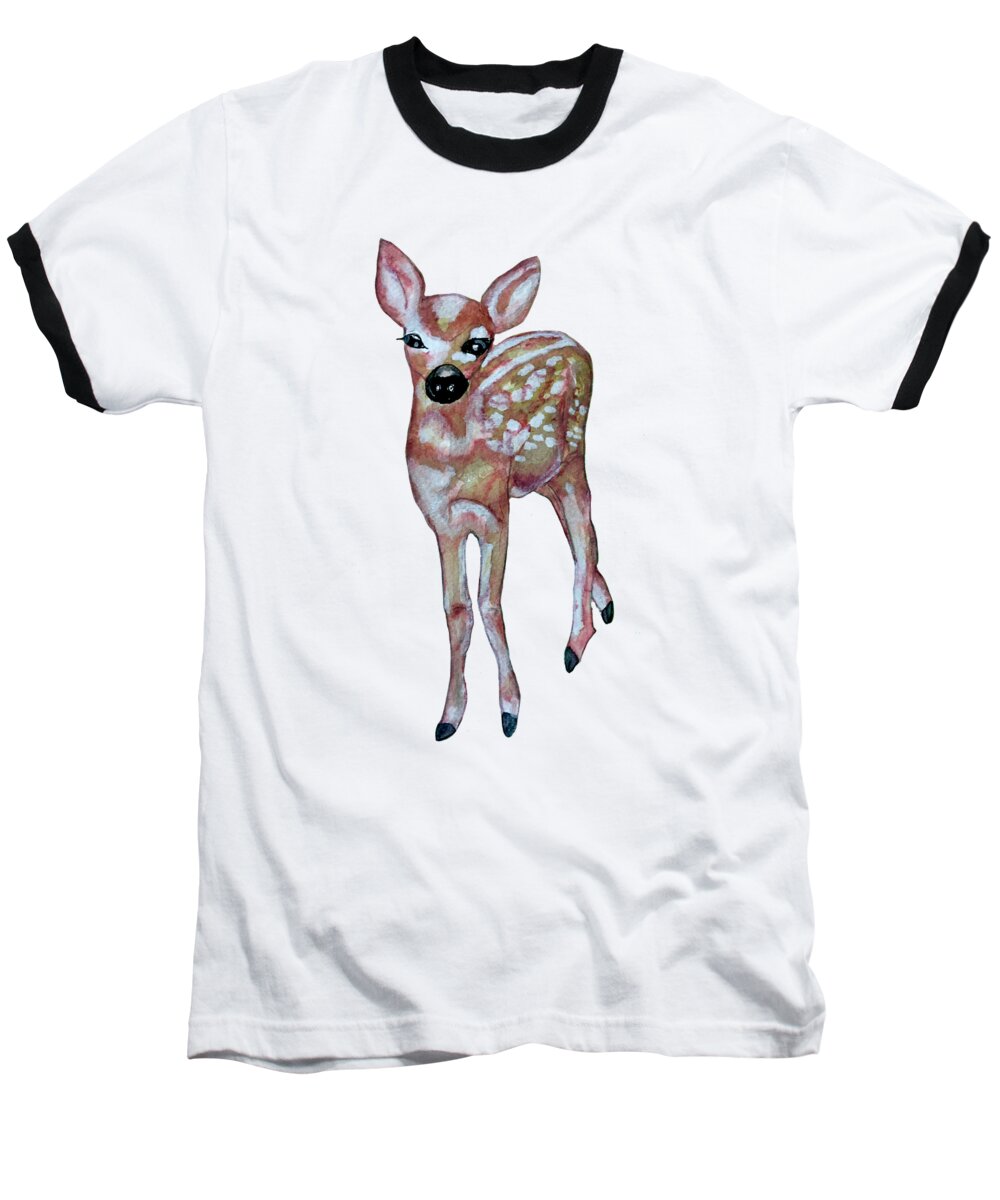 Fawn Baseball T-Shirt featuring the painting Fawn by AHONU Aingeal Rose