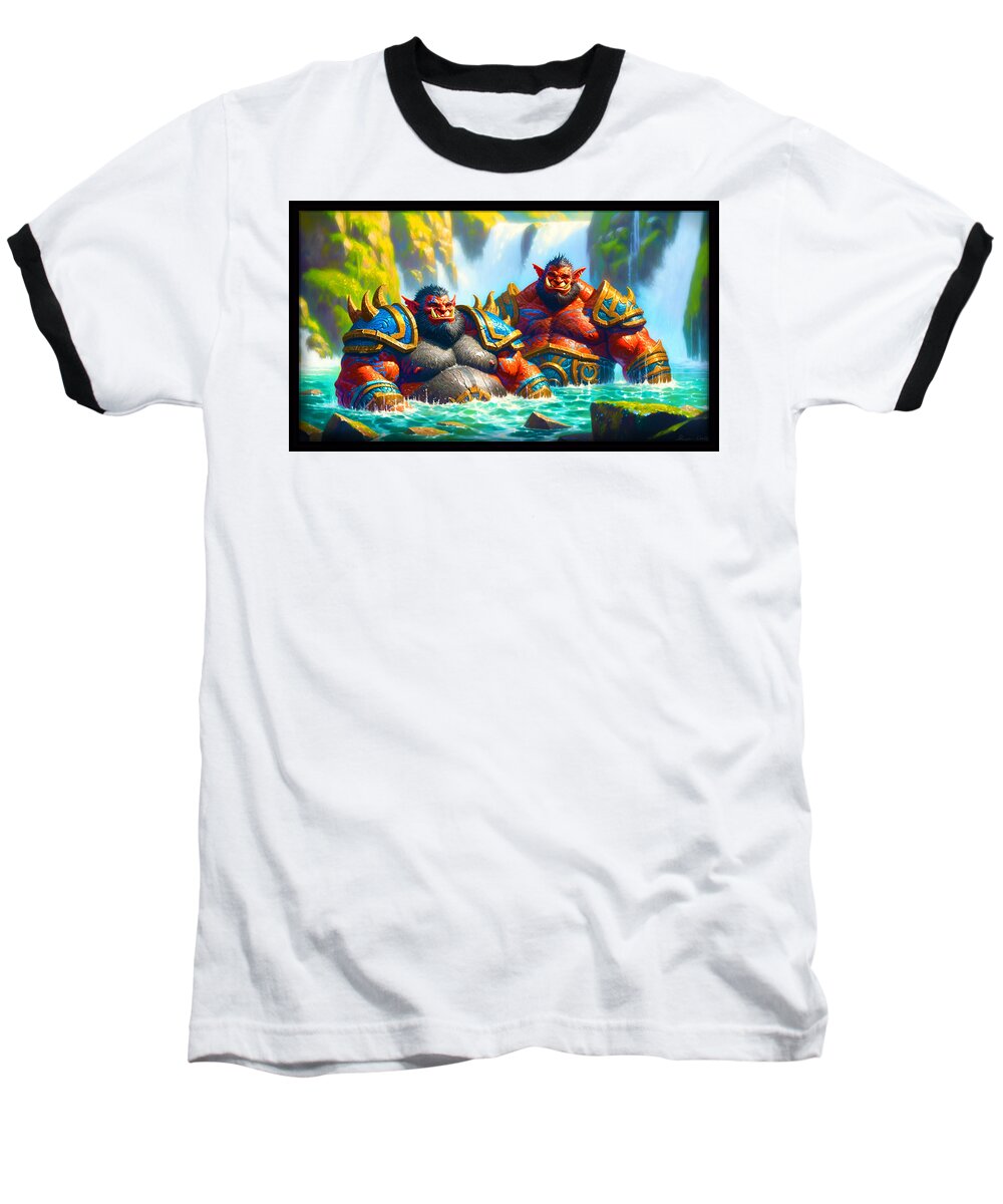 Ogre Baseball T-Shirt featuring the digital art Fire Ogres by Shawn Dall