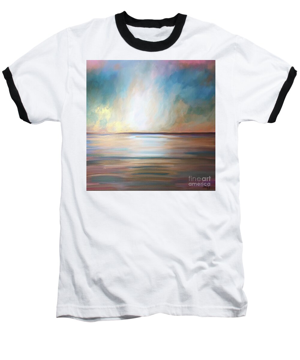 Gold Baseball T-Shirt featuring the painting Golden Light by Stacey Zimmerman