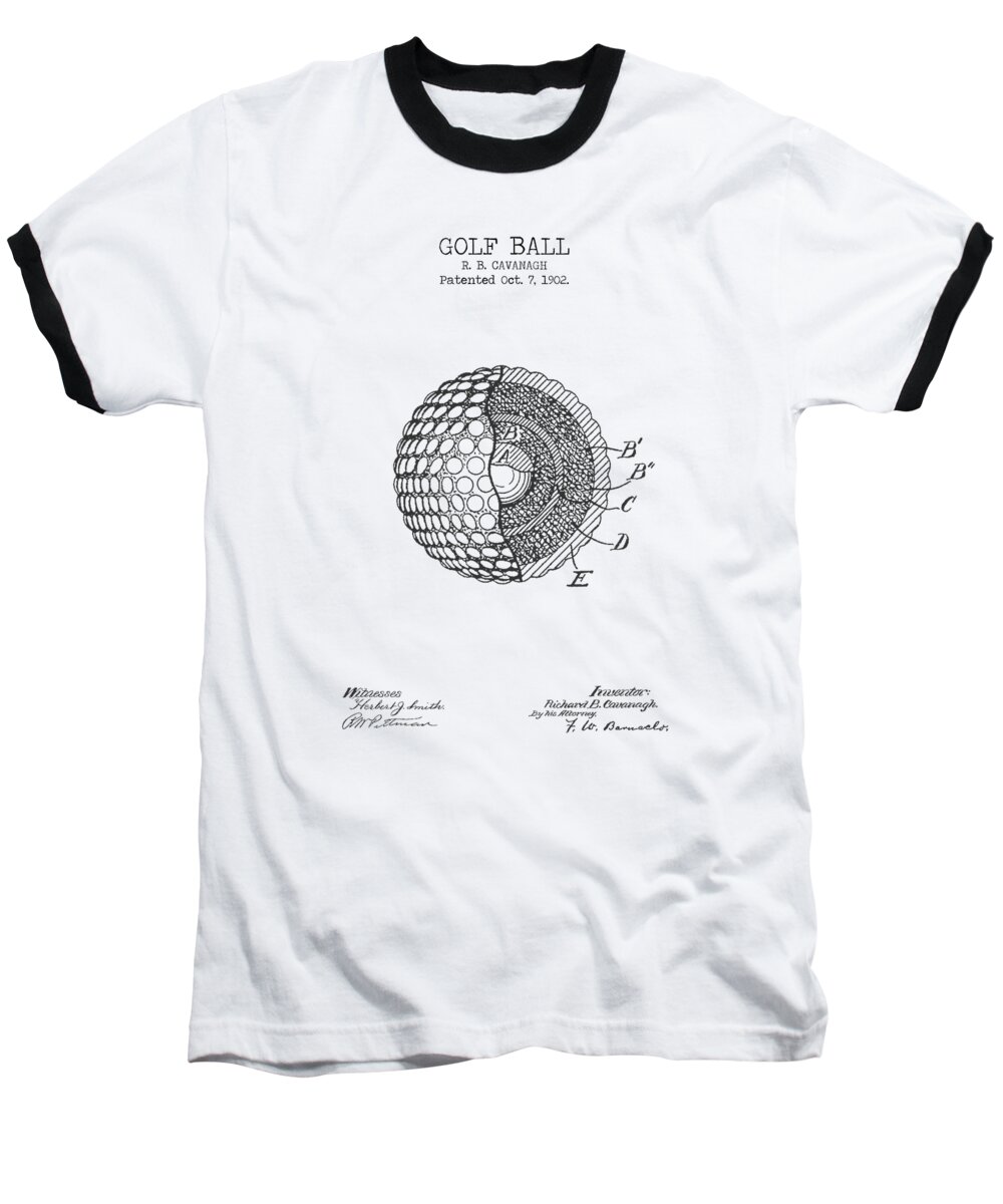 Golf Ball Patent Baseball T-Shirt featuring the digital art GOLF BALL patent by Dennson Creative