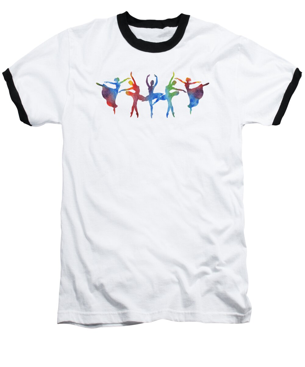 Ballerina Baseball T-Shirt featuring the painting Graceful Ballerina Silhouette by Irina Sztukowski