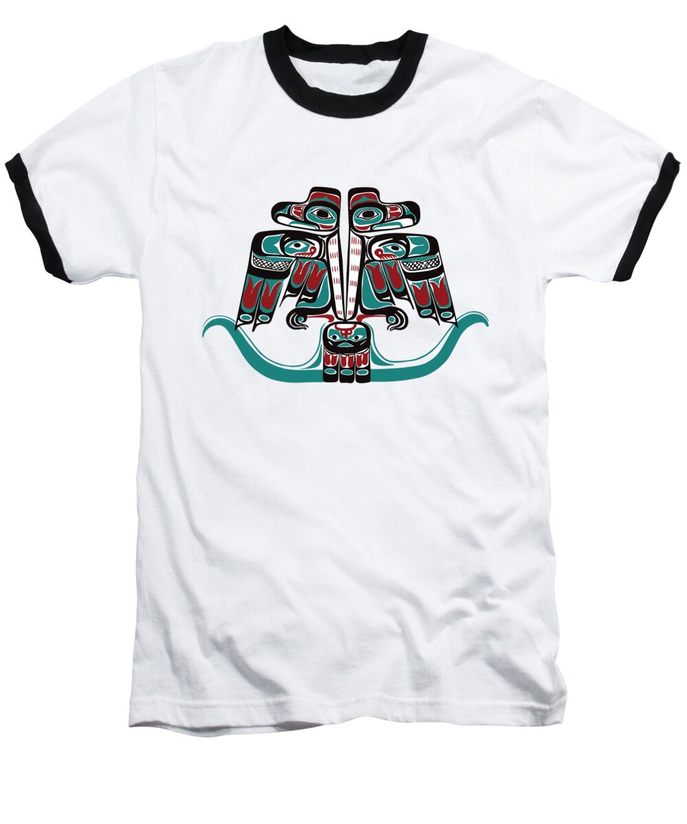 Hunderbird Baseball T-Shirt featuring the digital art Haida Tlingit Thunderbird by Beltschazar