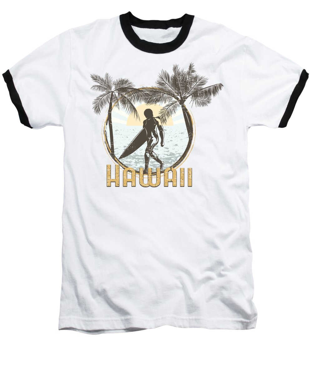 Beach Baseball T-Shirt featuring the digital art Hawaii Surfer on Beach by Jacob Zelazny