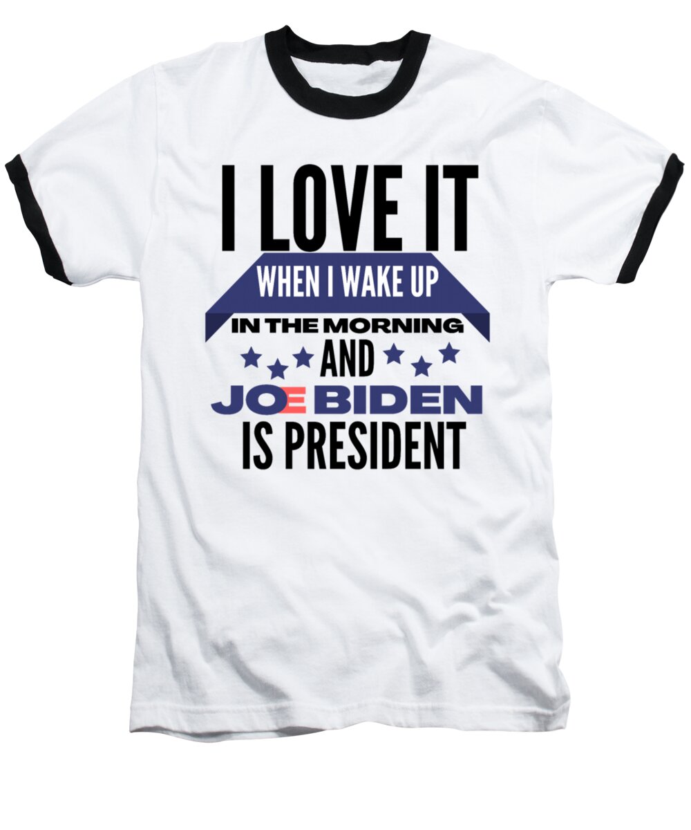 Joe Biden Baseball T-Shirt featuring the digital art I Love Joe Biden by Tinh Tran Le Thanh