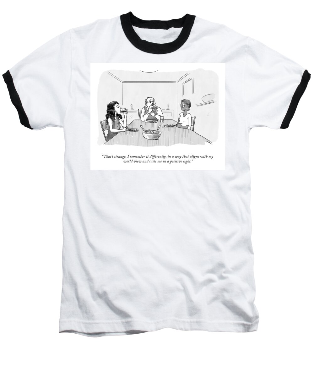 that's Strange. I Remember It Differently Baseball T-Shirt featuring the drawing I Remember It Differently by Sofia Warren