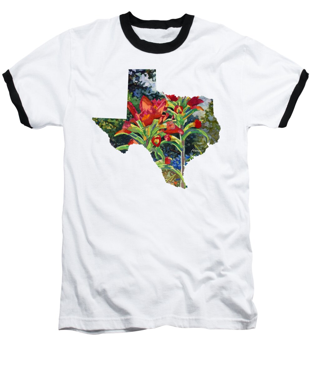 Wild Flower Baseball T-Shirt featuring the painting Indian Spring Texas Map by Hailey E Herrera
