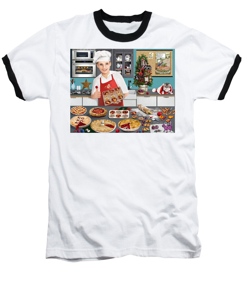 Books Baseball T-Shirt featuring the painting Jack Horner Bakes by Jackie Case