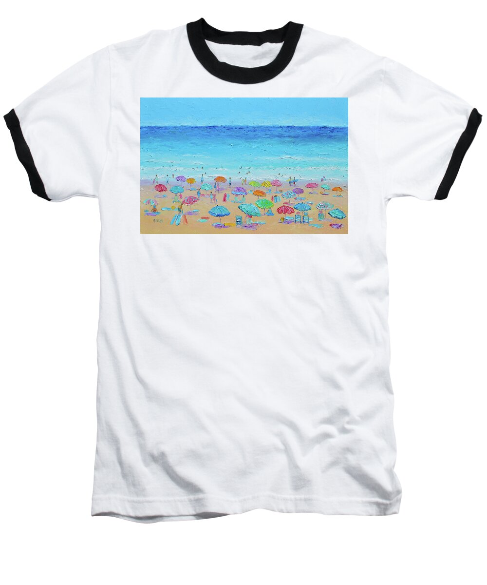Beach Baseball T-Shirt featuring the painting Life on the Beach by Jan Matson