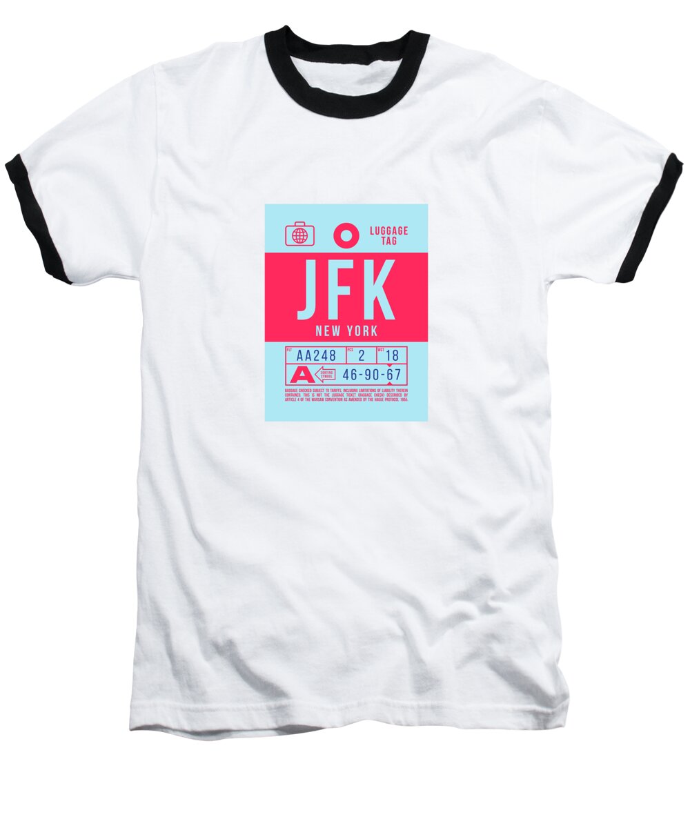 Airline Baseball T-Shirt featuring the digital art Luggage Tag B - JFK New York USA by Organic Synthesis