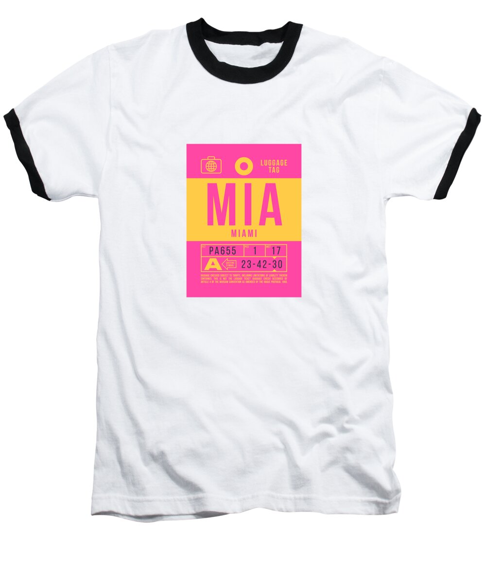 Airline Baseball T-Shirt featuring the digital art Luggage Tag B - MIA Miami USA by Organic Synthesis