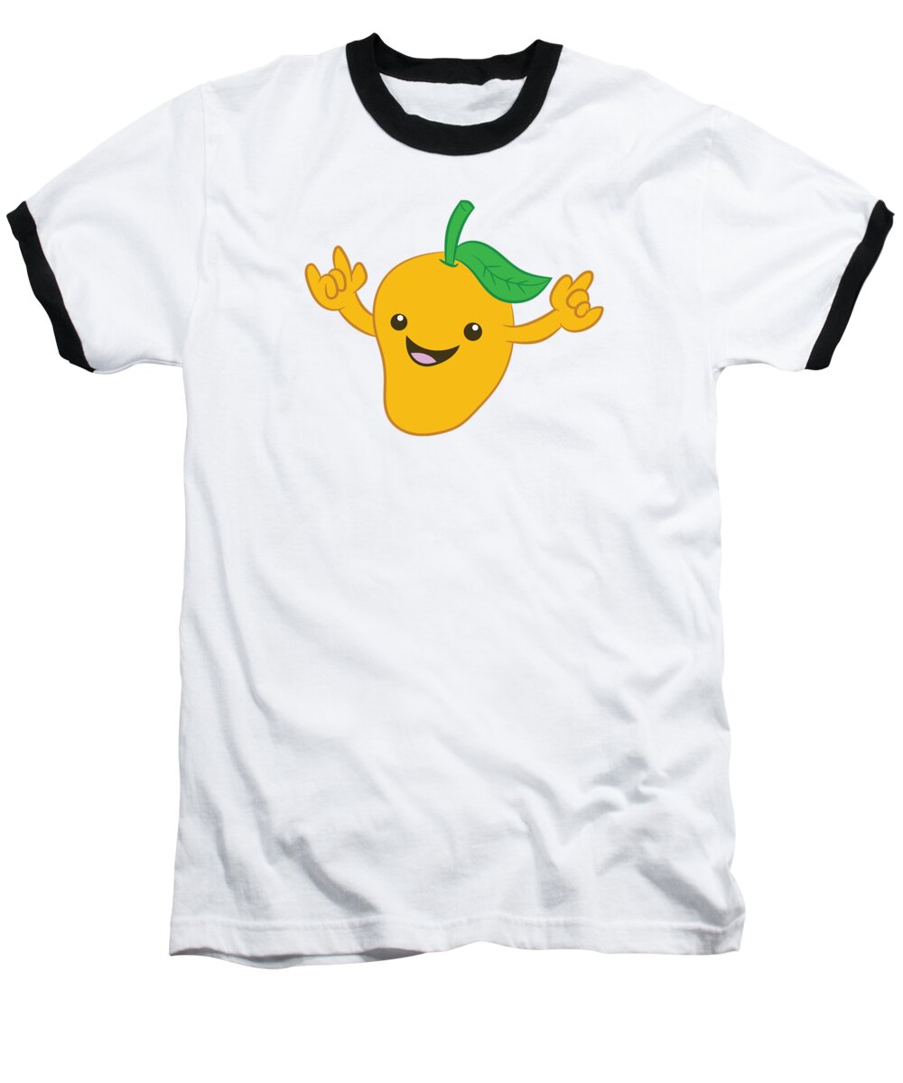 Mango Baseball T-Shirt featuring the tapestry - textile Mango Fruit Dancing Love Mangos by EQ Designs