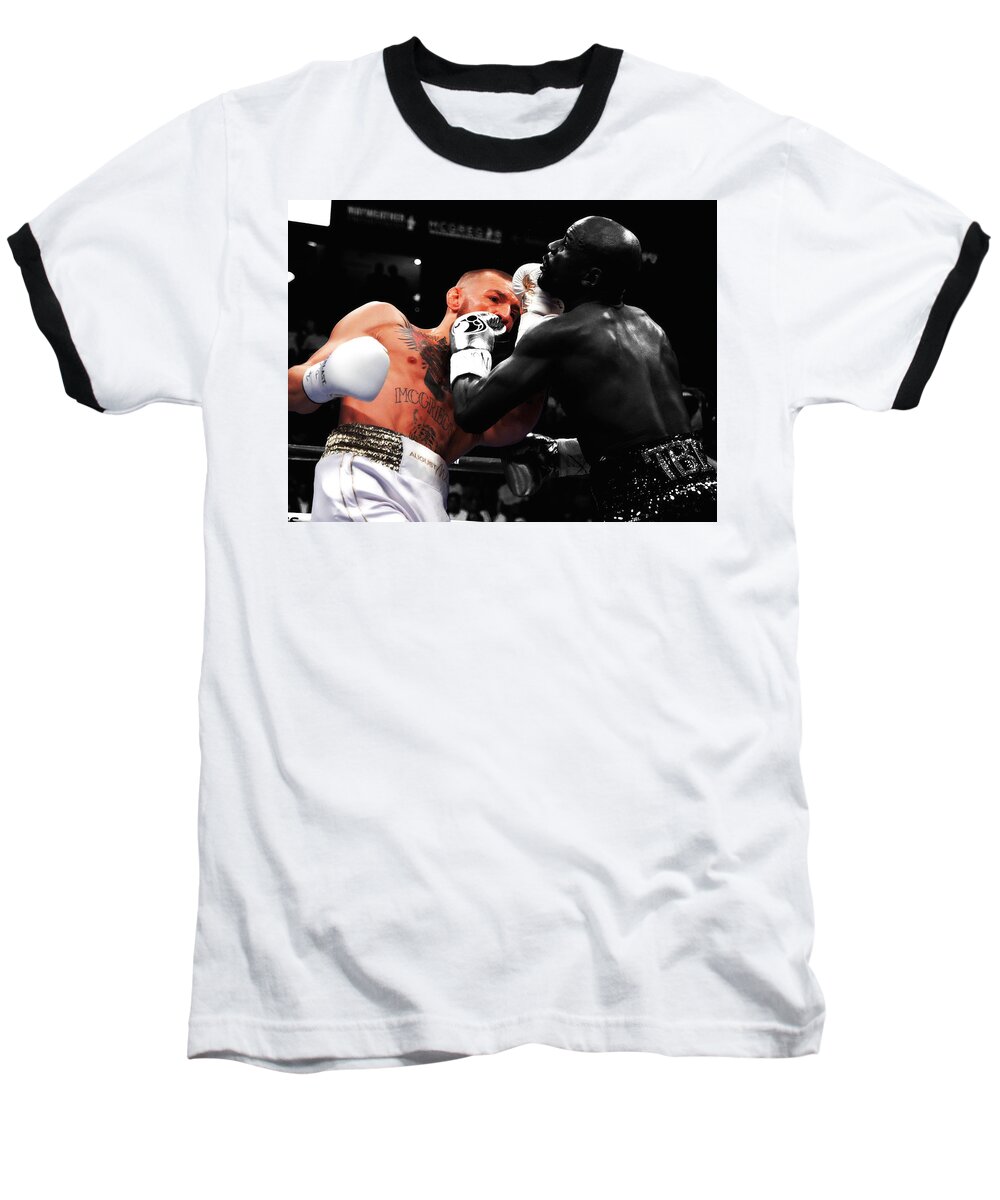 Conor Mcgregor Baseball T-Shirt featuring the mixed media Mayweather and McGregor 1e         by Brian Reaves