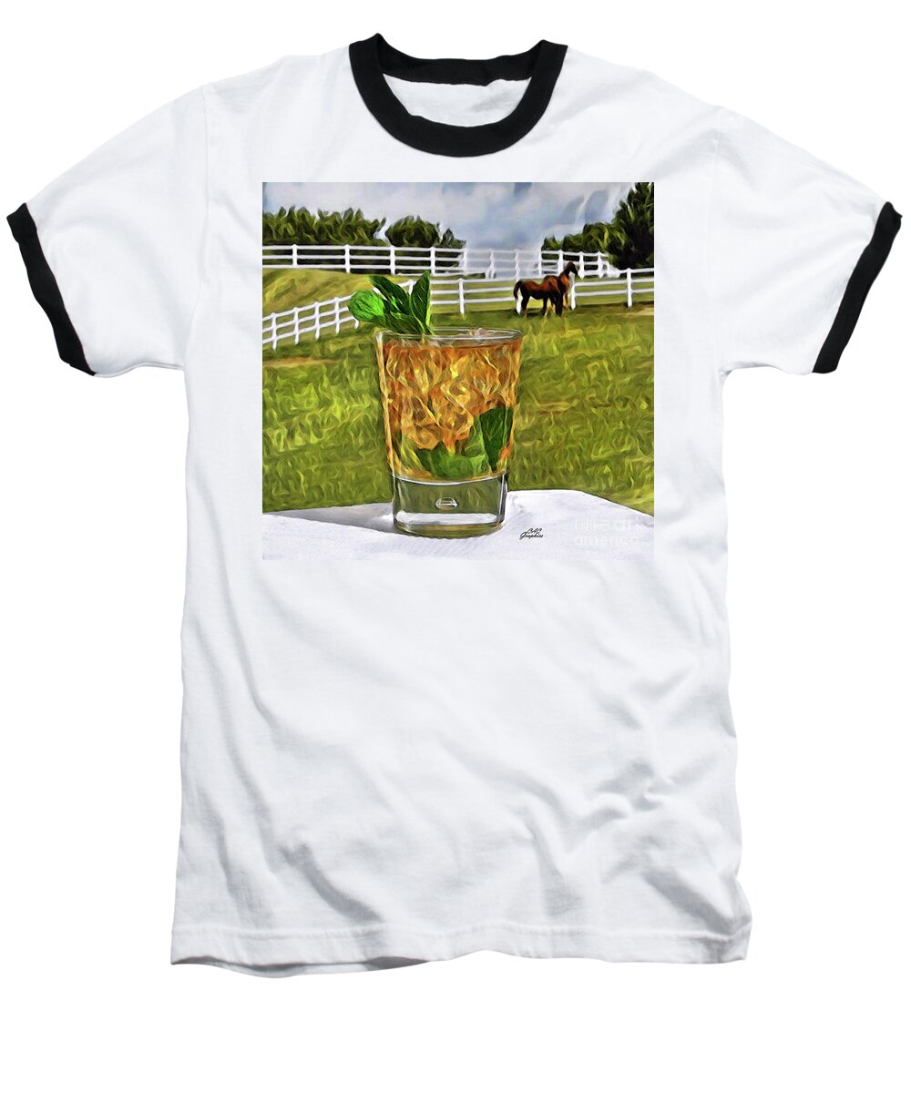 Cocktail Baseball T-Shirt featuring the digital art Mint Julep Kentucky Derby by CAC Graphics