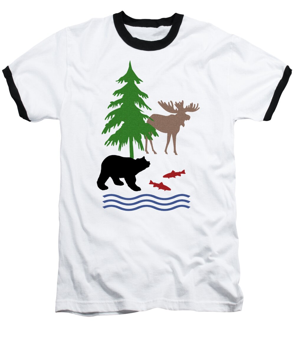 And Bear Baseball T-Shirt featuring the mixed media Moose and Bear Pattern Art by Christina Rollo