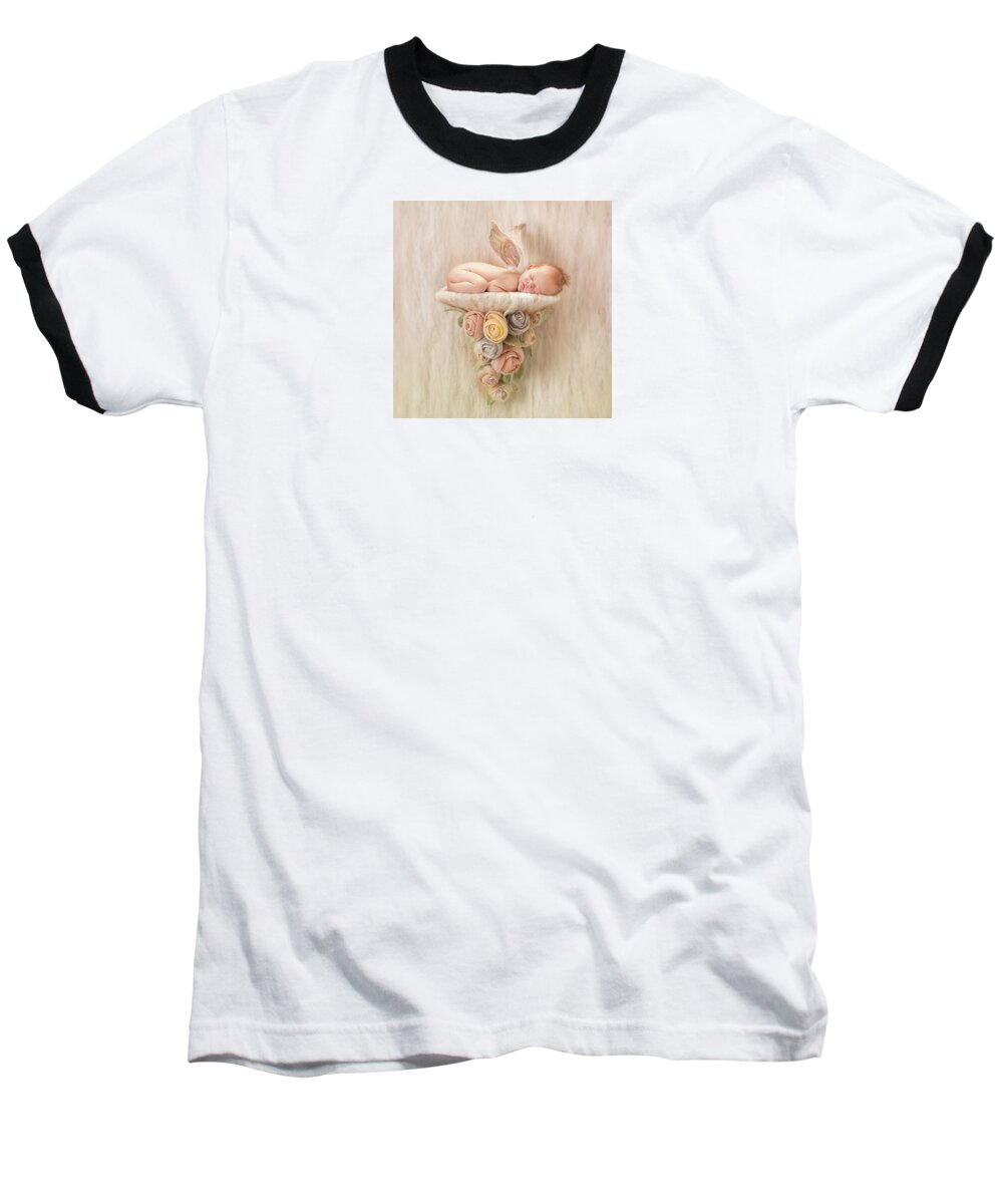 Angel Baseball T-Shirt featuring the photograph Newborn Angel with Roses by Anne Geddes