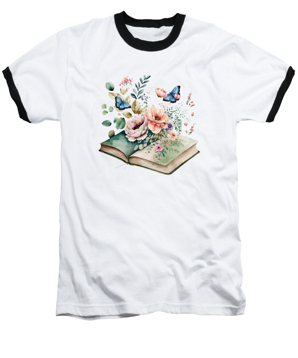 Book Baseball T-Shirt featuring the mixed media Opening A Book Is Like Opening A Door To A New Magical World by Johanna Hurmerinta
