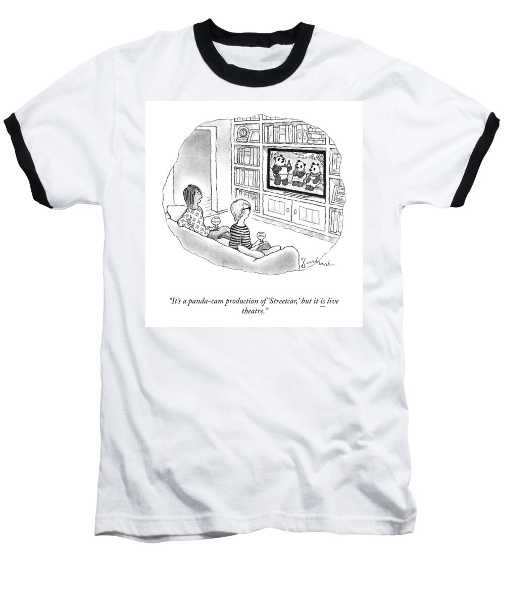 it's A Panda-cam Production Of streetcar Baseball T-Shirt featuring the drawing Panda Cam by David Borchart