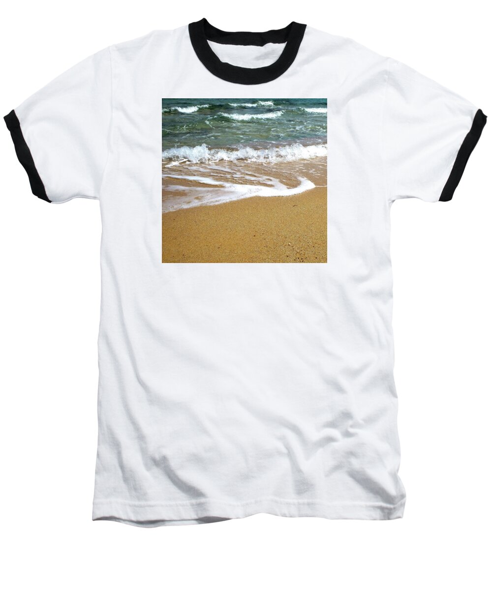 Seashore Baseball T-Shirt featuring the photograph Peaceful Morning Moment By The Sea by Johanna Hurmerinta