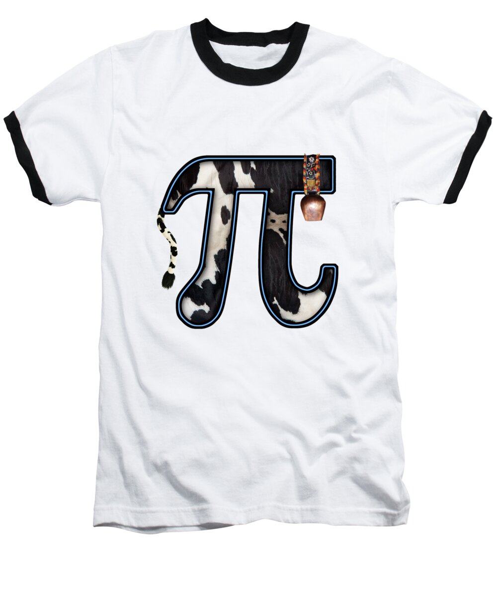 Cow Pi Baseball T-Shirt featuring the digital art Pi - Pun - Cow Pi by Mike Savad